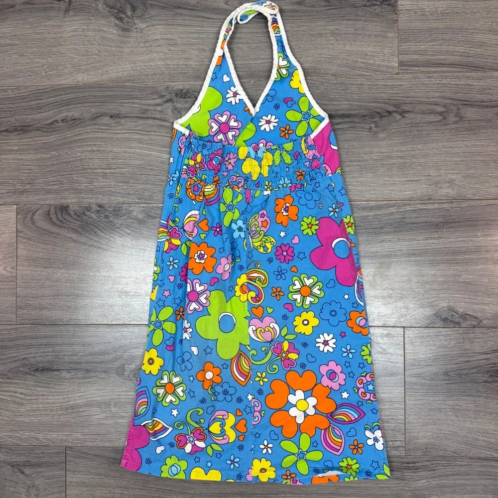 Retro Daisy Floral Halter Dress Girls 8 Hippie Summer Groovy Children's Place - Picture 5 of 14